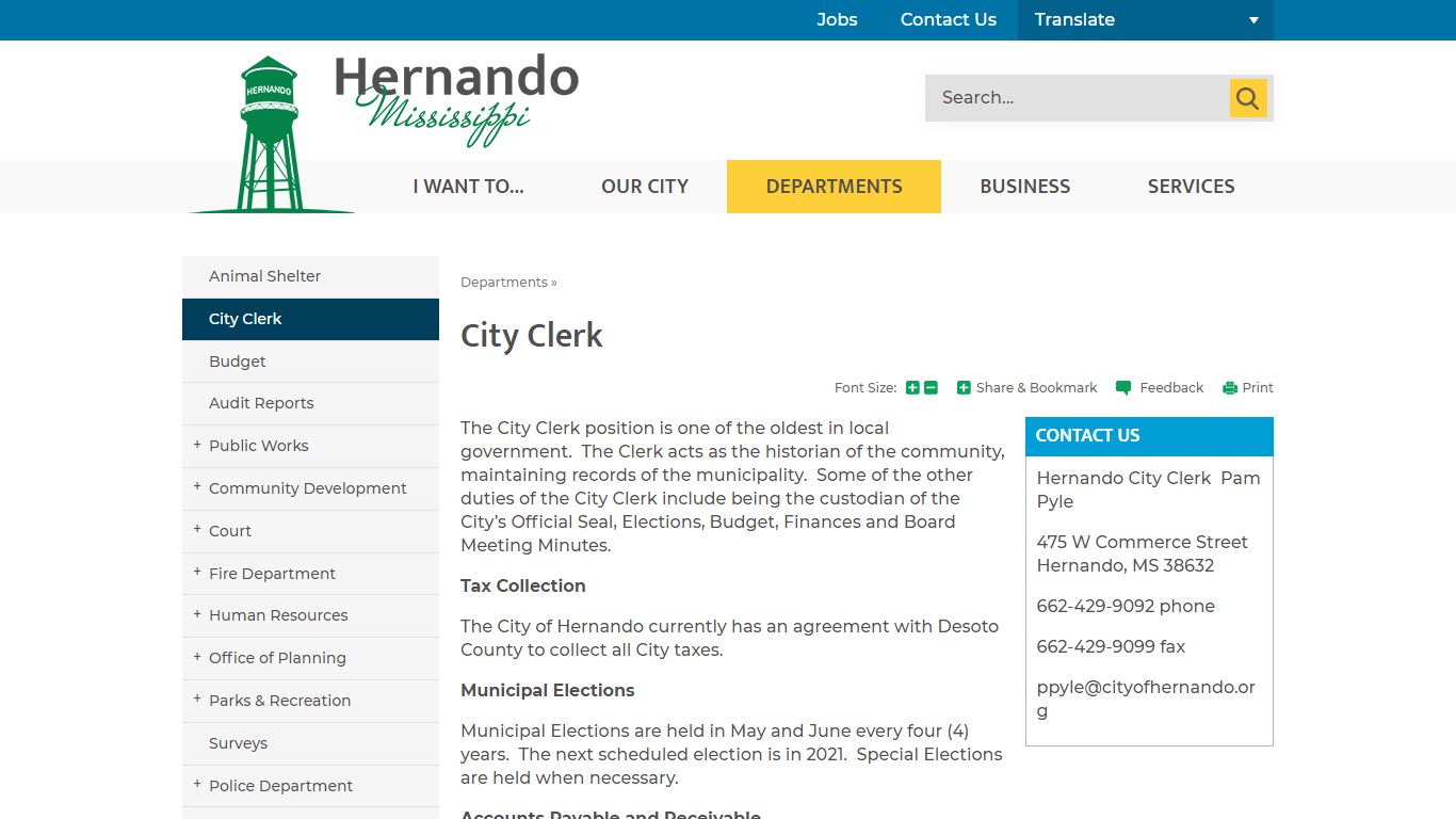 City Clerk | Hernando, MS